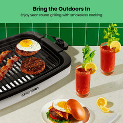 Chefman 6 Serving Electric Indoor Grill, w/ Temperature Control, Smokeless, Stainless Steel - USA MEGA SHOP