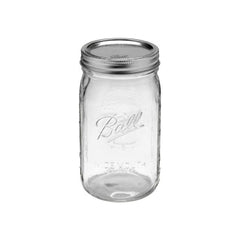 Ball Mason Glass Jar Wide Mouth with Lid and Band Quart 32 oz, 6-Pack