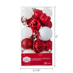 Mini Red Multi-Textured Shatterproof Christmas Ornaments, 20 Count, by Holiday Time - USA MEGA SHOP