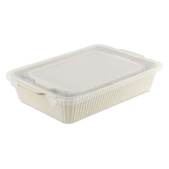 Thyme & Table 4-Piece Stoneware Casserole Dish Bakeware Set, Includes Lids, 9"x13" , 7"x10" Bakers With Lids , White Ribbed