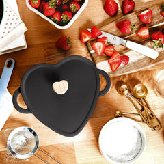 Beautiful 2QT Cast Iron Heart Dutch Oven, Black Sesame by Drew Barrymore