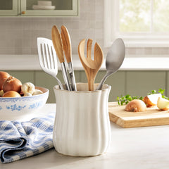 The Pioneer Woman Colette Stoneware Utensil Holder, White