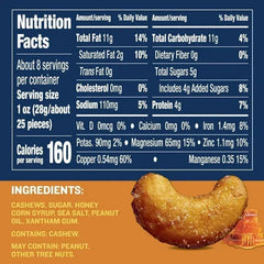 PLANTERS Deluxe Honey Roasted Whole Cashews, Sweet and Salty Snacks, Plant Based Protein, 8.25 oz Steel Can