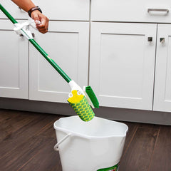 Libman Nitty Gritty Sponge Mop with Built-in Scrub Brush and Steel Handle