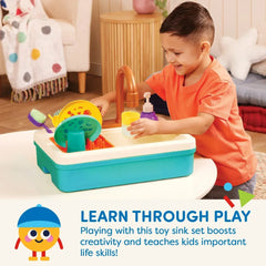 Battat Splash & Sparkle Sink Plastic Real Faucet and Magic Dishes, Toddler and Preschool Toys - USA MEGA SHOP