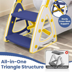 Primlect Potty Training Toilet Seat, 2 in 1 with Ladder, Adjustable Height ,for Ages 1-3, Blue - USA MEGA SHOP