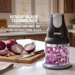 Ninja Express Chop 2-Cup Food Chopper, One-Touch Pulsing, Splash Guard & Storage Lid, NJ100, Gray