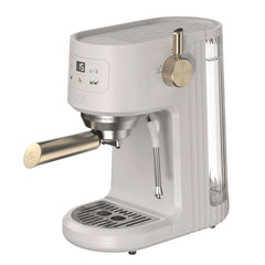 Thyme & Table Barista Mini Espresso Machine with 15-Bar Pressure and Steam Wand, Sand White - USA MEGA SHOP