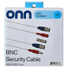 onn 100' BNC Security Cable, White
