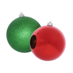 4-Count Red and Green Shatterproof Multi-Textured Christmas Ornaments, 5.9 in, by Holiday Time - USA MEGA SHOP