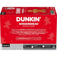 Dunkin’ Gingerbread Artificially Flavored Coffee, K Cup Pods, 10 Ct.