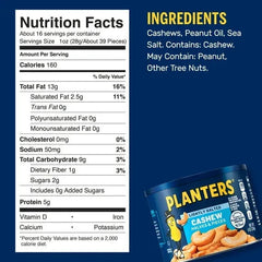 PLANTERS Lightly Salted Cashew Halves and Pieces, Party Snacks, Plant-Based Protein, 8 oz Canister