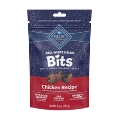 (3 pack) Blue Buffalo Red, White & Blue Bits, Soft and Chewy Training Treats, Chicken, 4.5oz Bag