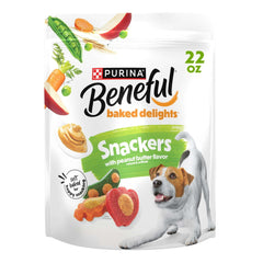 Purina Beneful Baked Delights Snackers with Peanut Butter Flavor Soft Baked Treats for Dogs, 22 oz.
