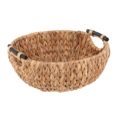 (4 pack) Better Homes & Gardens Natural Woven Water Hyacinth Decorative Bowl with Wooden Handles