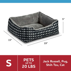 (3 pack) Vibrant Life Dog Bed, Cat Bed, Puppy Bed, Plush Cuddle Bed for Small Breeds, 19" x 15",Black & White Diamonds
