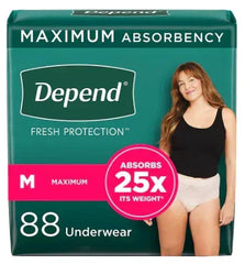 Depend Fresh Protection Adult Incontinence Underwear for Women, Medium - Blush, 88 ct.