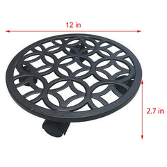 allen + roth 12-in L x 12-in D x 2.7-in H Black Plant Caddy