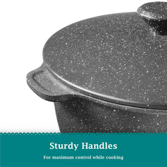 The Pioneer Woman Prairie Signature 5 Quart Nonstick Cast Aluminum Dutch Oven, Charcoal Speckle