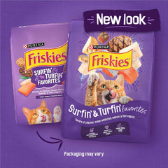 Purina Friskies Surfin and Turfin Favorites Dry Cat Food Flavors of Chicken, Whitefish, Salmon and Filet Mignon, 16 lb Bag