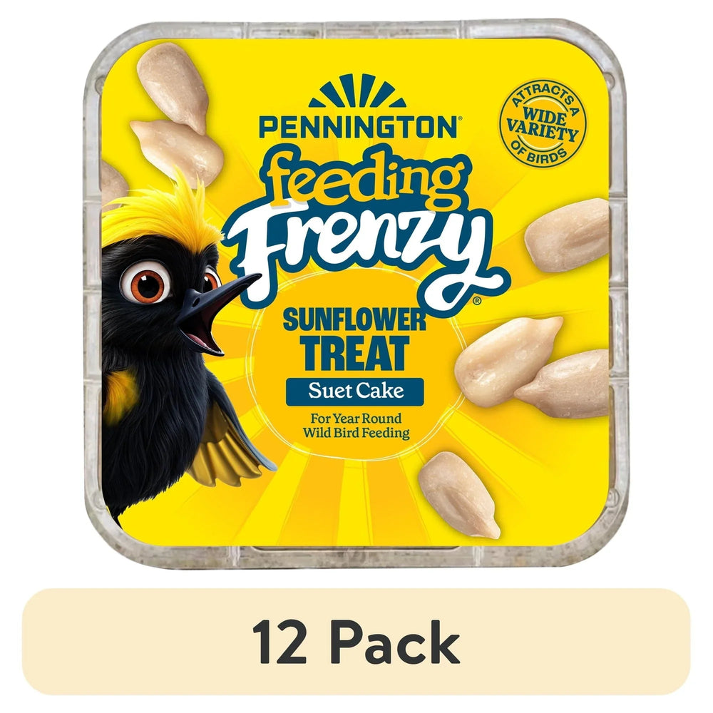 (12 pack) Pennington Feeding Frenzy Sunflower Suet Treat Cake 11 oz, Wild Bird Food, Suet Cakes for Wild Birds, 1 Pack, Fresh - USA MEGA SHOP