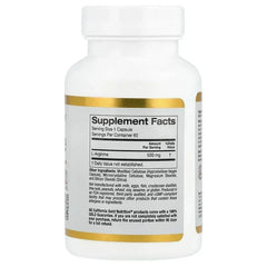 California Gold Nutrition, L-Arginine, 500 mg , 60 Veggie Capsules