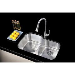 ANZZI Moore 32" x 20" Kitchen Sink - Brushed Silver - USA MEGA SHOP
