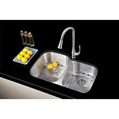 ANZZI Moore 32" x 20" Kitchen Sink - Brushed Silver - USA MEGA SHOP
