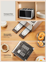 4 Slice Toaster, Touchscreen & Dual Independent Control Panel