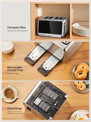 4 Slice Toaster, Touchscreen & Dual Independent Control Panel - USA MEGA SHOP