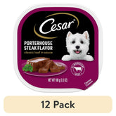 12pack-CesarClassicLoafInSaucePorterhouseSteakWetDogFood-3-5OzTray-_1 - USA Mega Shop