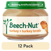 Beech-Nut turkey + turkey broth baby food jar, green lid, 12 pack