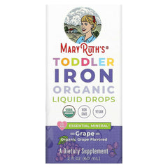 MaryRuth's, Toddler Iron Organic Liquid Drops, 1-3 Years, Grape, 3.5 mg, 2 fl oz (60 ml) - USA MEGA SHOP