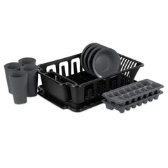Sterilite 12 Piece Kitchen Set, Includes Sinkset, Bowls, Tumblers, Ice Cube Trays, Black
