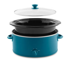 Mainstays Corsair Blue 6 Quart Oval Slow Cooker with Glass Lid