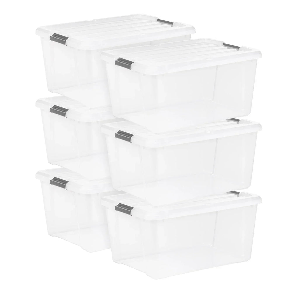 IRIS 45QT Clear Storage Bin with Buckles, 6-pack - USA MEGA SHOP
