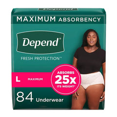 Depend Fresh Protection Adult Incontinence Underwear for Women, Extra-Large - Blush, 80 ct.