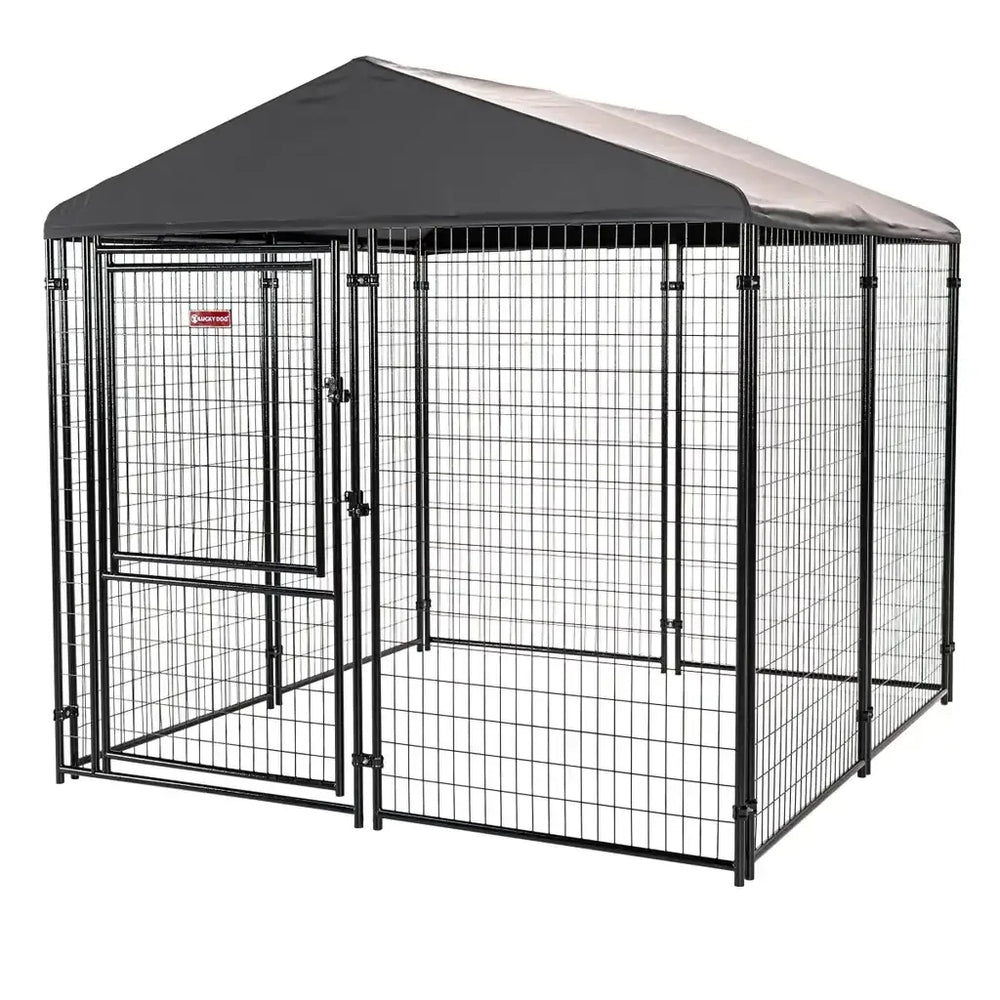 Lucky Dog STAY Series Executive Dog Kennel 8'x8' with Privacy Screen - USA MEGA SHOP