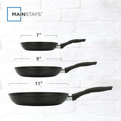 Mainstays 3-Piece Nonstick Aluminum Skillet Set, Black Finish Set of 3