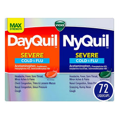 Vicks DayQuil & NyQuil Severe Co-Pack, Cold & Flu Over-the-Counter Medicine, Powerful Relief, 72 ct. - USA MEGA SHOP