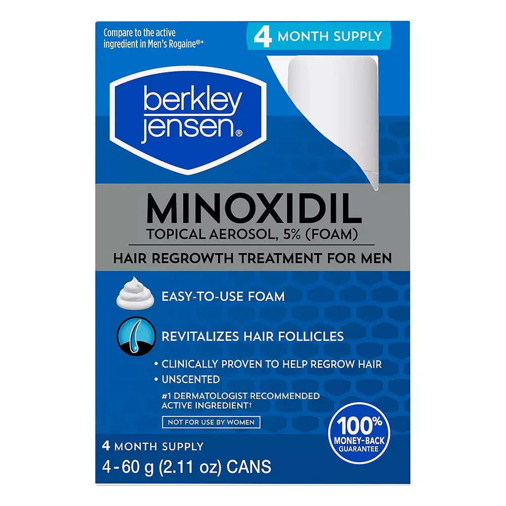 Berkley Jensen Minoxidil Foam Topical Aerosol Hair Regrowth Treatment for Men, 4 pk. - USA MEGA SHOP