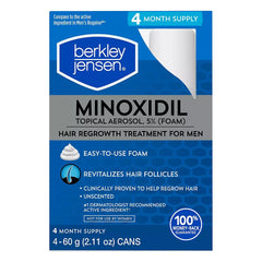 Berkley Jensen Minoxidil Foam Topical Aerosol Hair Regrowth Treatment for Men, 4 pk. - USA MEGA SHOP