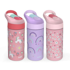 Zak Designs 14-Oz Stainless Steel Vacuum Insulated Water Bottle, 3-Piece Set (Assorted Colors)