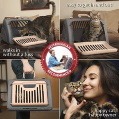 Sport Pet Designs Cat Carrier, Foldable Plastic, Medium, 25 lb Limit, Gray, 15.25" L x 18.5" W x 14.25" H - USA MEGA SHOP