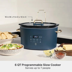 Thyme & Table 6QT Programmable Slow Cooker, Atlantic Blue - USA MEGA SHOP