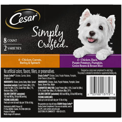 Cesar Simply Crafted Chicken and Vegetables Variety Pack Wet Dog Food Toppers, 1.3 oz Tubs (8 Ct)