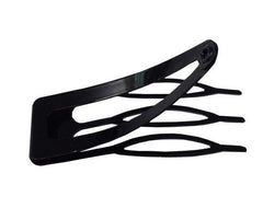 Black double-grip hair clips with comb teeth, multiple clips shown