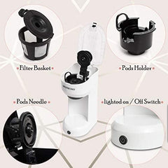 Mixpresso Single Serve Coffee Brewer, K Cup Compatible & Ground Coffee, White - USA MEGA SHOP