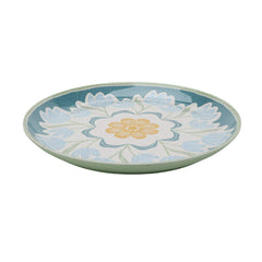 Better Homes and Gardens Bamboo Melamine 10.75-inch Dinner Plate, Green Floral Pattern