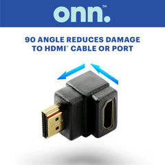 onn HDMI 90-Degree Adapter, Black